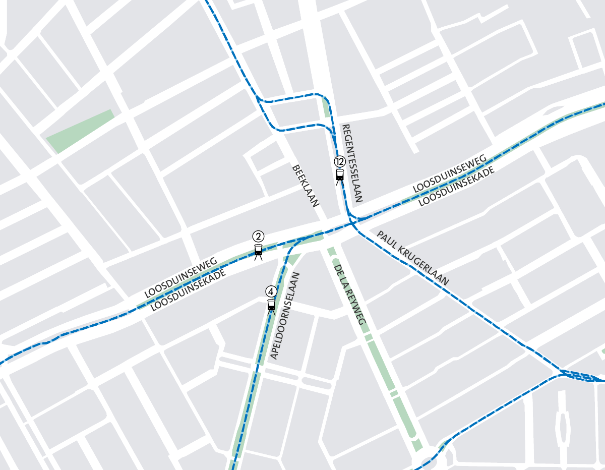 Een kaart van het kruispunt Zevensprong